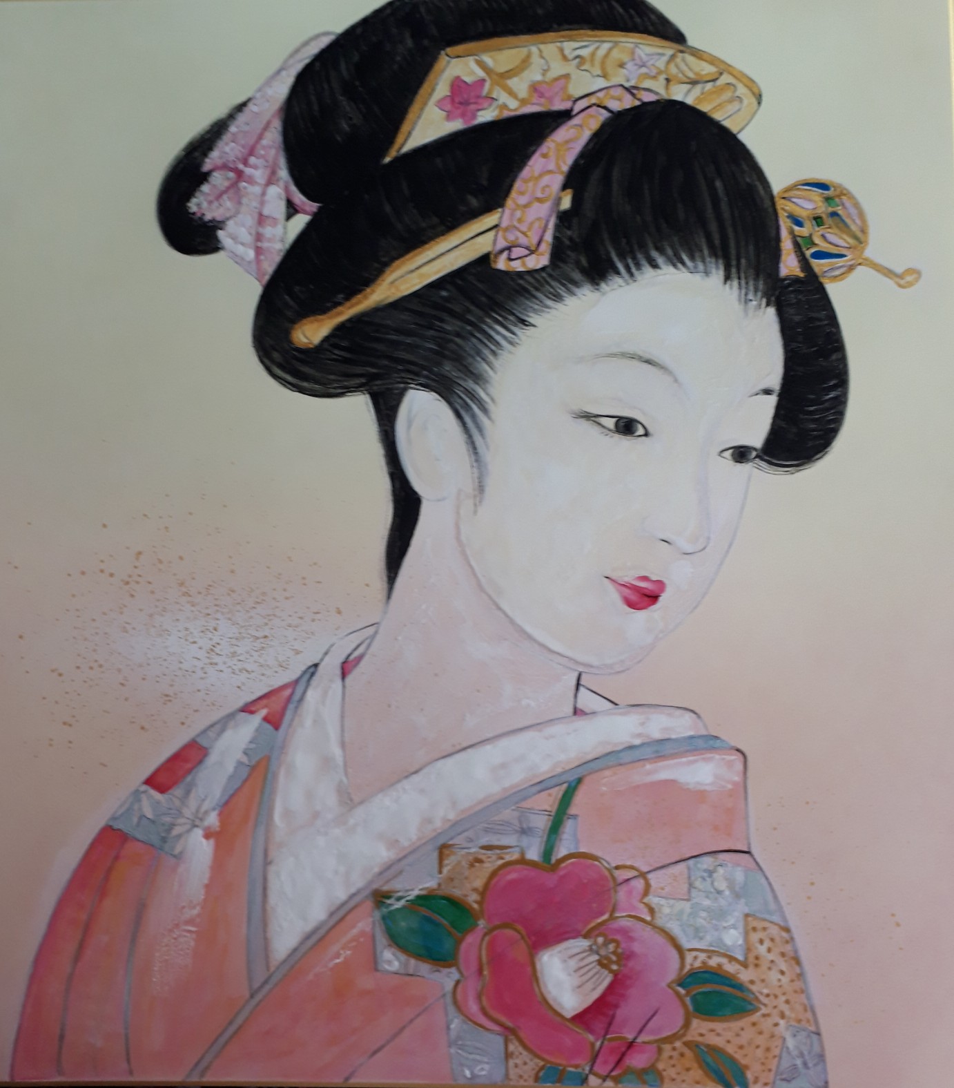 ≪超目玉★12月≫ 舞妓 鳥居禮二(鳥居礼二)日本画「ほたる」額装 ぬるく 美人画 絵画